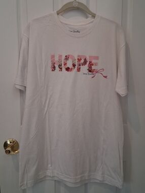 Vera Bradley White Short Sleeve Tee with Pink Floral HOPE Graphic
